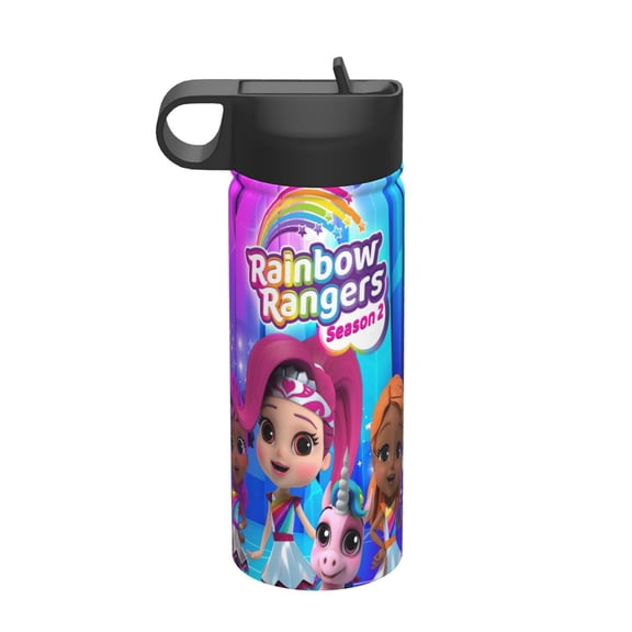 Rainbow Rangers Kids Insulated Water Bottle With Straw - 18 Oz Stainless Steel Double Wall Vacuum Cup, Leakproof, Bpa Free, Suitable For Boys And Girls