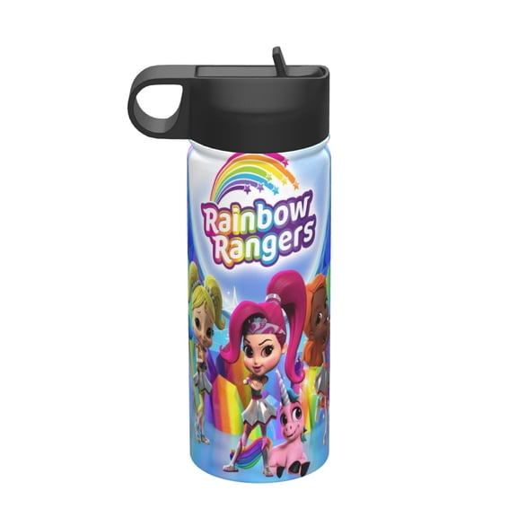 Rainbow Rangers Kids Insulated Water Bottle With Straw - 18 Oz Stainless Steel Double Wall Vacuum Cup, Leakproof, Bpa Free, Suitable For Boys And Girls