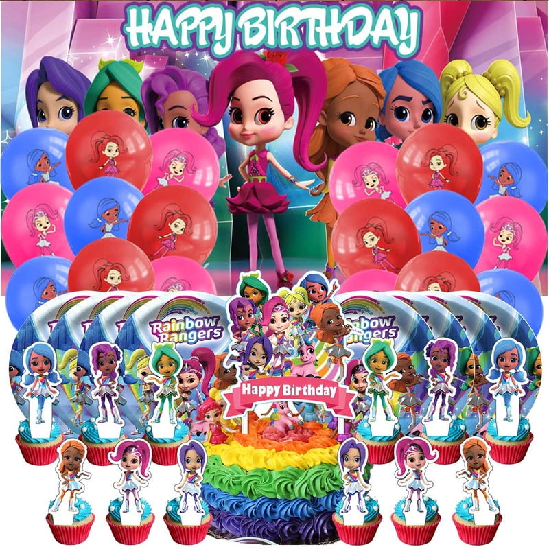 RAINBOW　レインボー Rogers Birthday Party Rainbow Rangers Birthday Party Supplies Balloons Plates Decoration