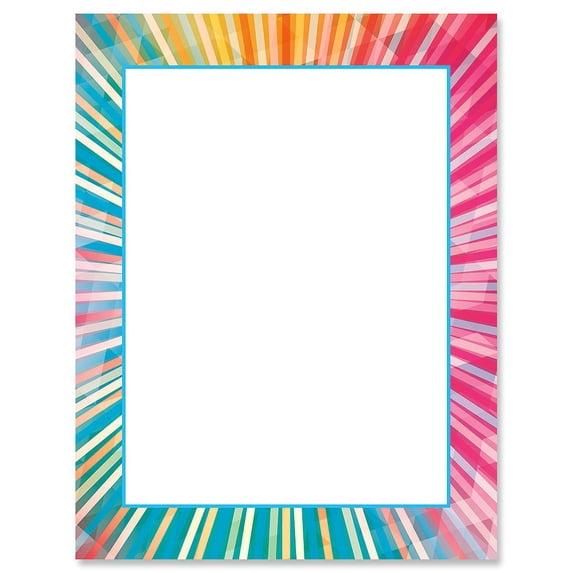 Letter Frame Colorful Rainbow Rays Letter Papers - 25 Sheets, Colorful One-Sided Framed ...