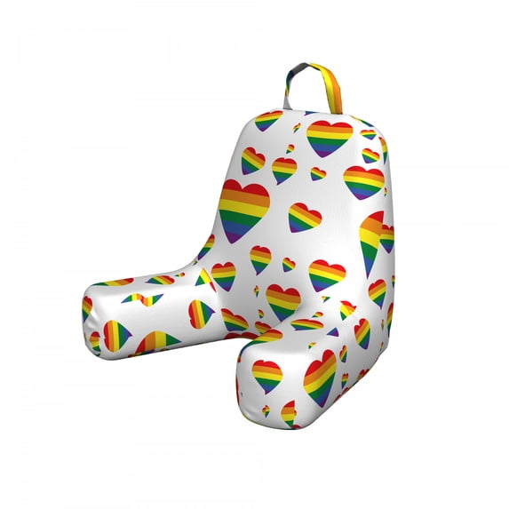 Rainbow Reading Pillow Cover, Repetitive LGBT Diversity Rights Hearts Multicolored Illustration, Unstuffed Printed Bed Rest Case from Soft Fabric, Small, Yellow Blue and Orange, by Ambesonne
