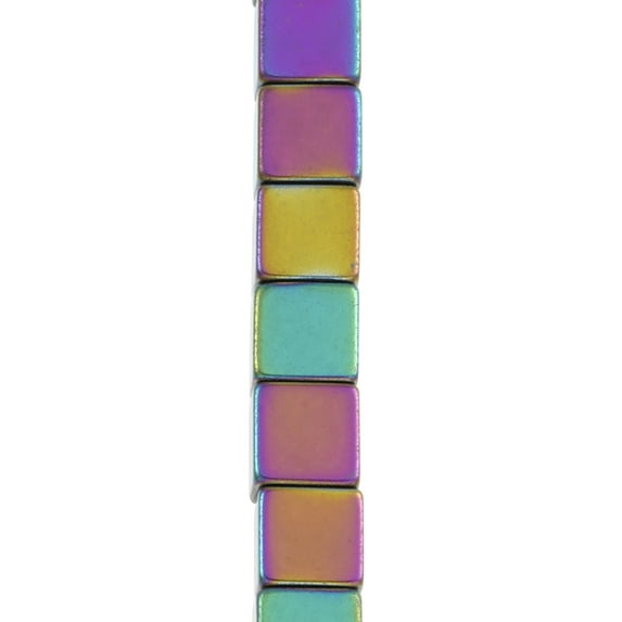 Rainbow Reconstituted Hematite Cube Beads by Bead Landing