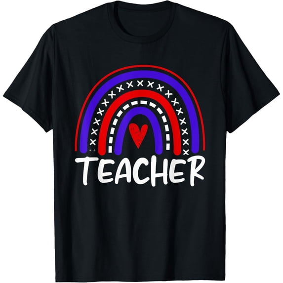 Rainbow Red White Blue Teacher 4th of July Professor T-Shirt
