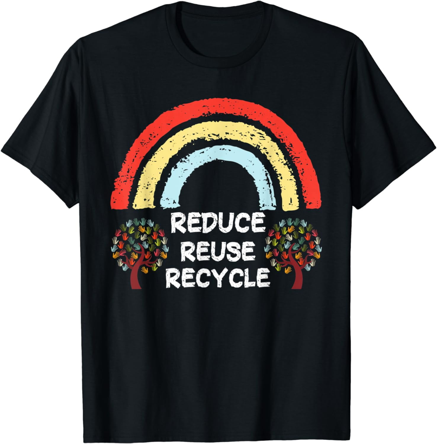 Rainbow Reduce Reuse Recycle Love The Earth Tree Environment T-Shirt ...