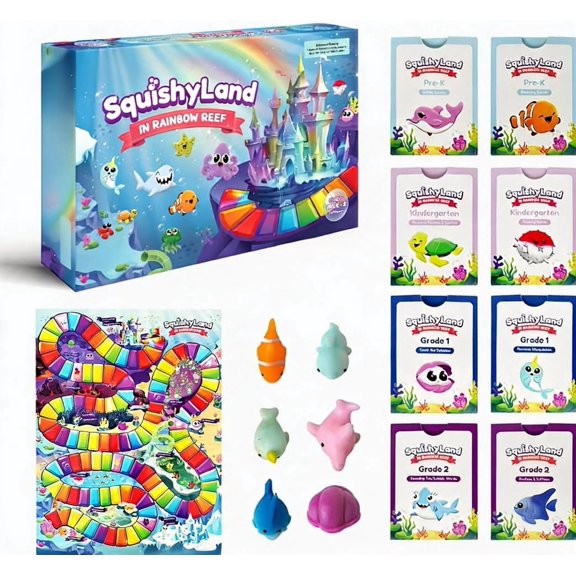 Rainbow Reef Board Game for Early Literacy Skills Pre-K to 2nd Grade Phonics Learning Activity Set