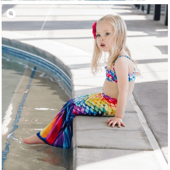Rainbow Reef Toddler Tail and Bandeau Set for Girls and Kids, Size 5