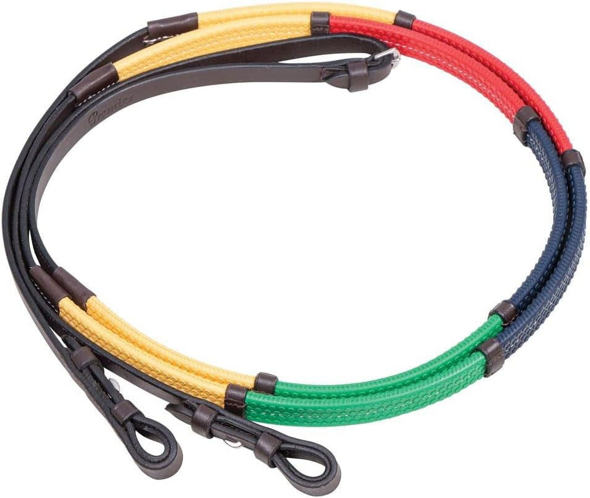 Rainbow Reins For Horses With Leather Stops Colored Rubber Sections