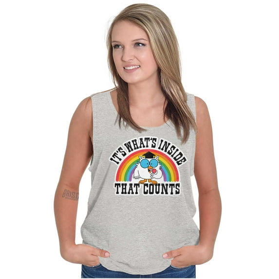 Rainbow Retro Mr Owl Tootsie Roll Tank Top Tee Shirt Women Brisco Brands S