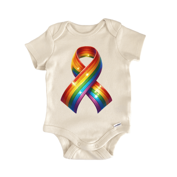 Rainbow Ribbon Awareness Newborn Baby Bodysuit