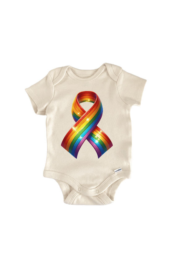 Rainbow Ribbon Awareness Newborn Baby Bodysuit