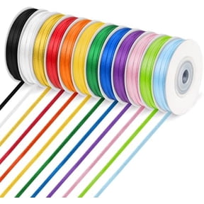 Rainbow Ribbon Pack 12 Color, 1/8 Inch Thin Ribbon 328 Yards, Double Face Satin Ribbon for Gift Wrapping, Flower Bouquet, DIY Crafts, Happy Birthday Party Wedding Decoration Hair Bows