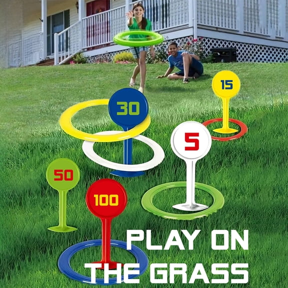 Rainbow Ring Toss Game - Engaging Outdoor Fun Ideal for Beach & Backyard Occasions, Perfect Holiday Gift Colorful Stacking Game