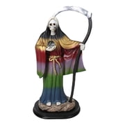 Rainbow Robe Santa Muerte With Scythe All Powerful Transient Figurine 12H