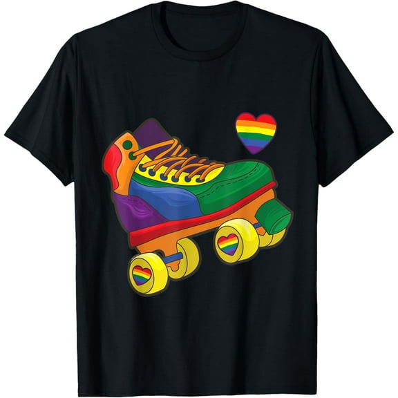 Rainbow Roller Skates LGBT Gay Pride Month T-Shirt