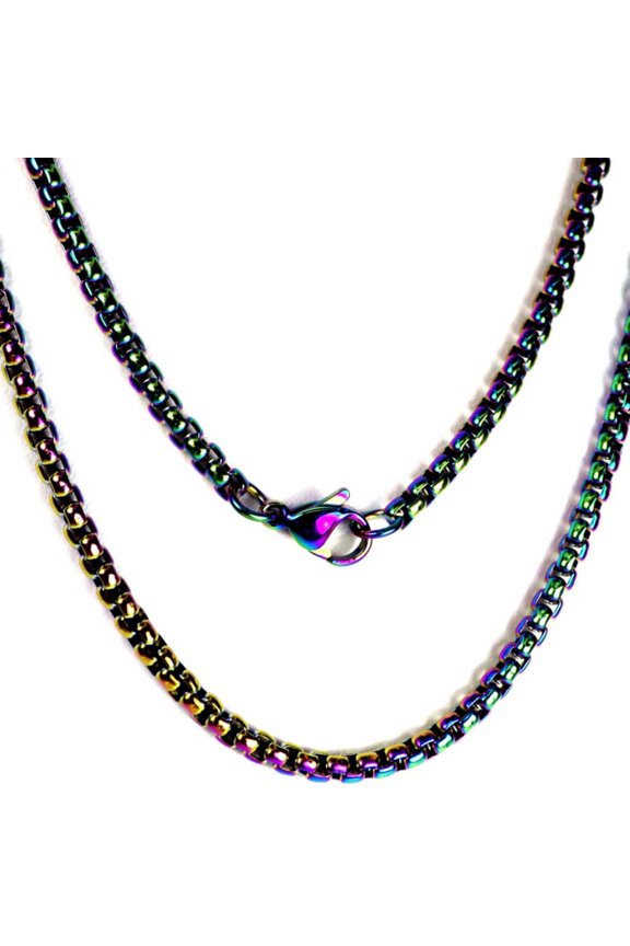 Rainbow Rolo Chain Surgical Stainless Steel 3mm Wide Genderless