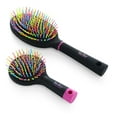 thumbnail image 1 of Rainbow S-Curve Ball tipped Air Volume Paddle Hair Brush with Flexible Cushion Base for Hair | Detangling Comb (2 Set - Black), 1 of 5