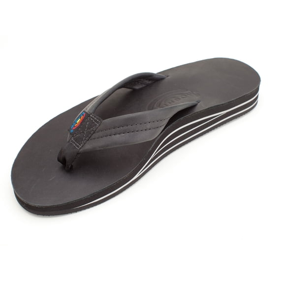 Rainbow Sandals Men's Premier Leather Double Layer Wide Strap Sandals, Black, 2XLarge 12-13.5