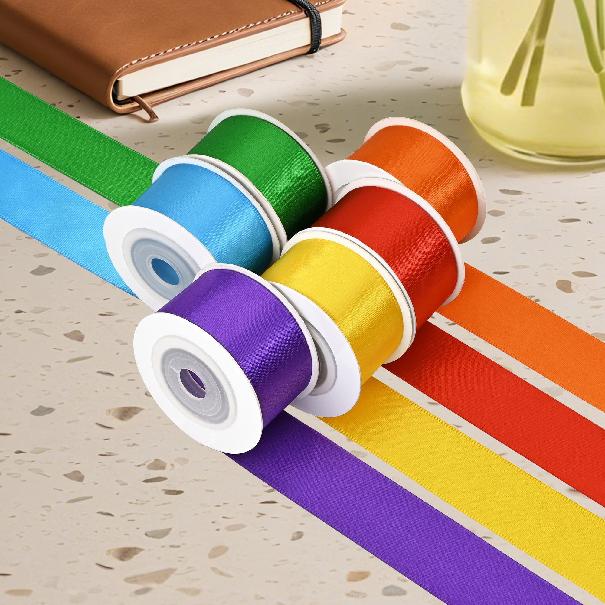 Rainbow Satin Ribbon 1 Inch Wide Solid Color Double Sided Polyester ...