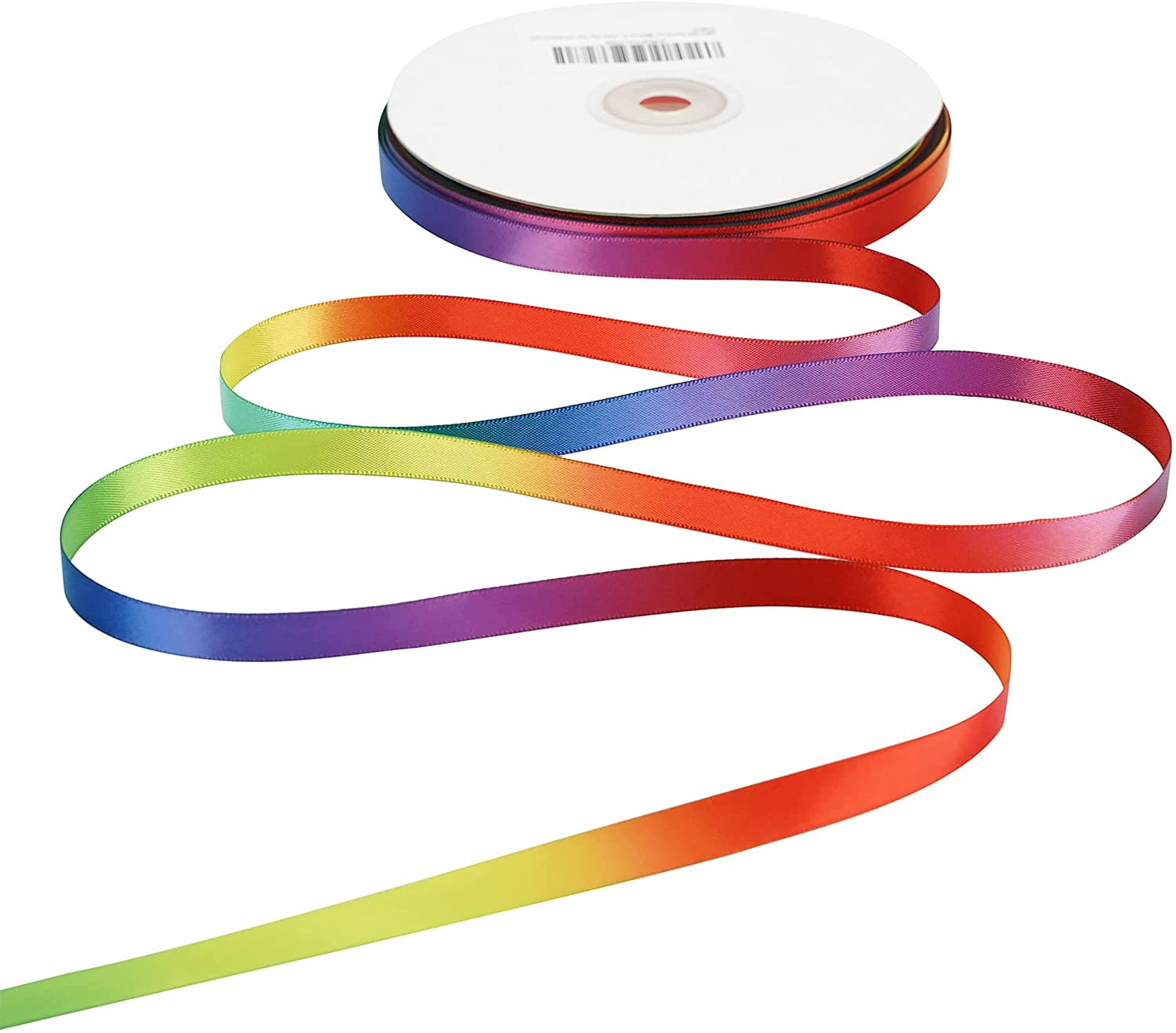 Rainbow Satin Ribbon - 3/8 inch Thin Color Ribbon for Crafts, Gift ...