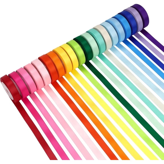 Rainbow Satin Ribbon Set – 20 Rolls,25 Yard/Rolls, Satin Ribbon for Gift Package Wrapping Ribbon Bow Making Crafts Sewing Party Wedding, 3/8 Inch Wide