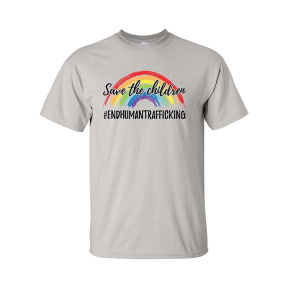 Rainbow Save The Children End Human Trafficking Unisex Adult Short Sleeve T-shirt-Ice Grey-small
