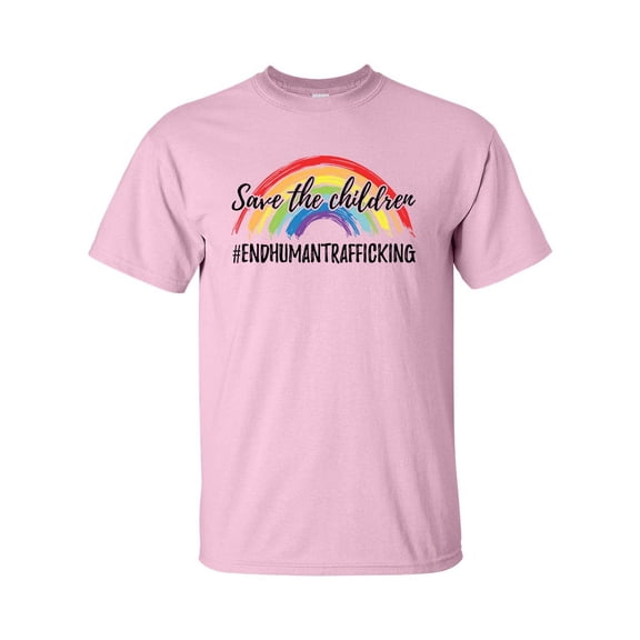 Rainbow Save The Children End Human Trafficking Unisex Adult Short Sleeve T-shirt-Light Pink-xl
