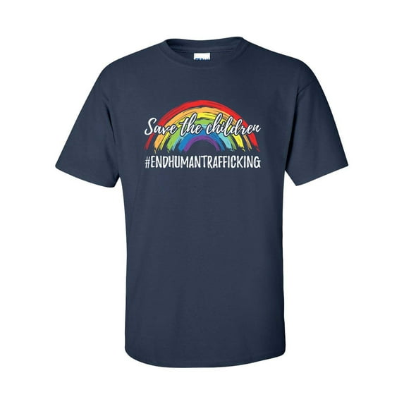 Rainbow Save The Children End Human Trafficking Unisex Adult Short Sleeve T-shirt-Navy-xxl