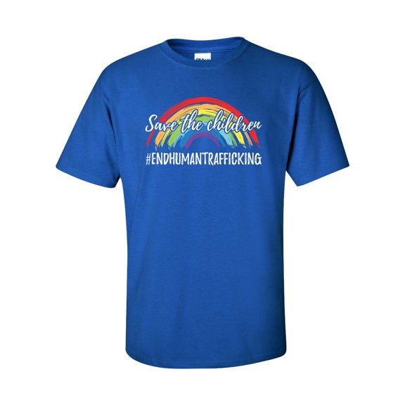 Rainbow Save The Children End Human Trafficking Unisex Adult Short Sleeve T-shirt-Royal-small