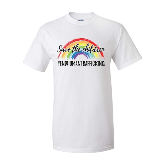Rainbow Save The Children End Human Trafficking Unisex Adult Short Sleeve T-shirt-White-5xl