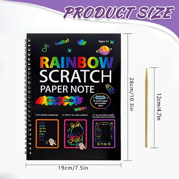 Rainbow Scratch Art Paper Durable for Crafts Activities Creative Drawing