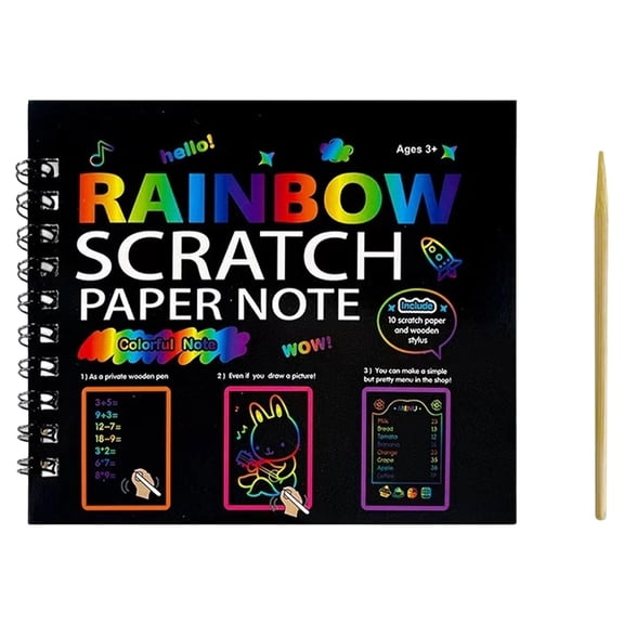 Rainbow Scratch Paper Art Craft Kit For Teens, Magic Scratch Off Notebook With Wooden Stylus, Glow In The Dark Rainbow Art Set For Creative Activity, 13x11cm