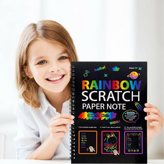 Rainbow Scratch Paper Crafts Note Art Kit, Arts And Crafts Supplies, Holiday Gift For Creative Activities (B)