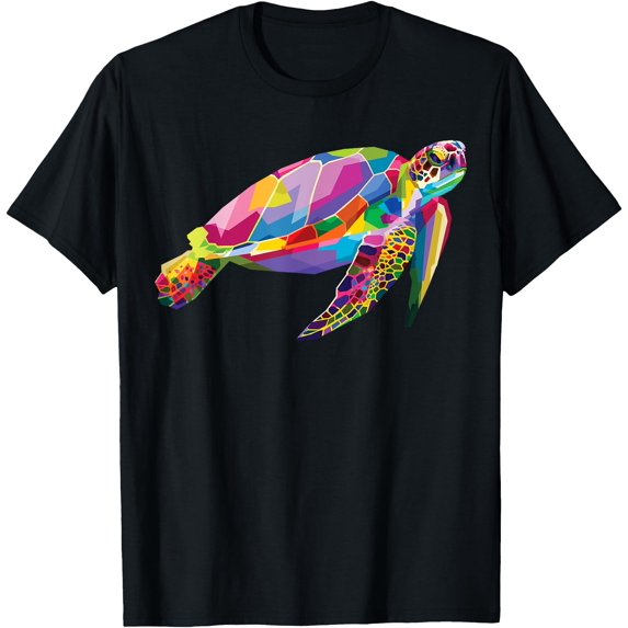 Rainbow Sea Turtle Vibrant Underwater Life Colorful Turtle Unisex T-Shirt for Men Women Kids Toddler