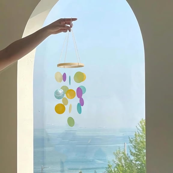 Rainbow Seashell Wind Chimes - Shell Wind Chimes Outdoor, Gifts for Patio, Garden, Yard Decoration - Hanging Handmade Colorful Beach Coast Ocean Home Decorative