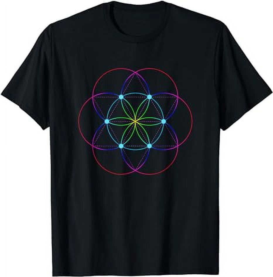 Rainbow Seed of Life Sacred Geometry Shirt T-Shirt - Walmart.com