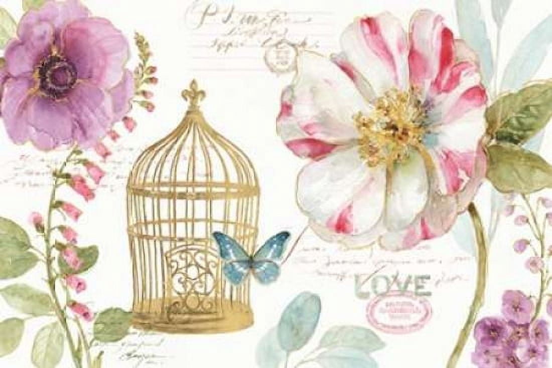Rainbow Seeds Floral Birdcage I Canvas Art - Audit Lisa (12 x 18)
