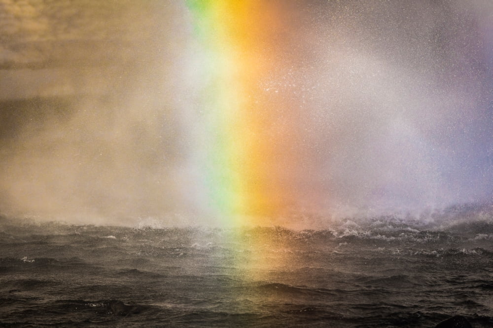 Rainbow Seljalandsfoss Waterfall in the Winter Iceland Canvas Art - Panoramic Images (36 x 12)