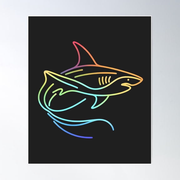 Rainbow Shark: Vibrant Underwater Predator Design Poster Wall Art, Modern Wall Decor For Living Room Bedroom, 16x24 UNFRAMED