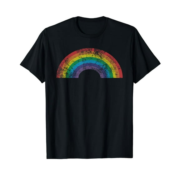 Rainbow Shirt Vintage 80's Retro Style Women Men Girls Gift T-Shirt Funny Cute Coloful Tshirt Rainbow