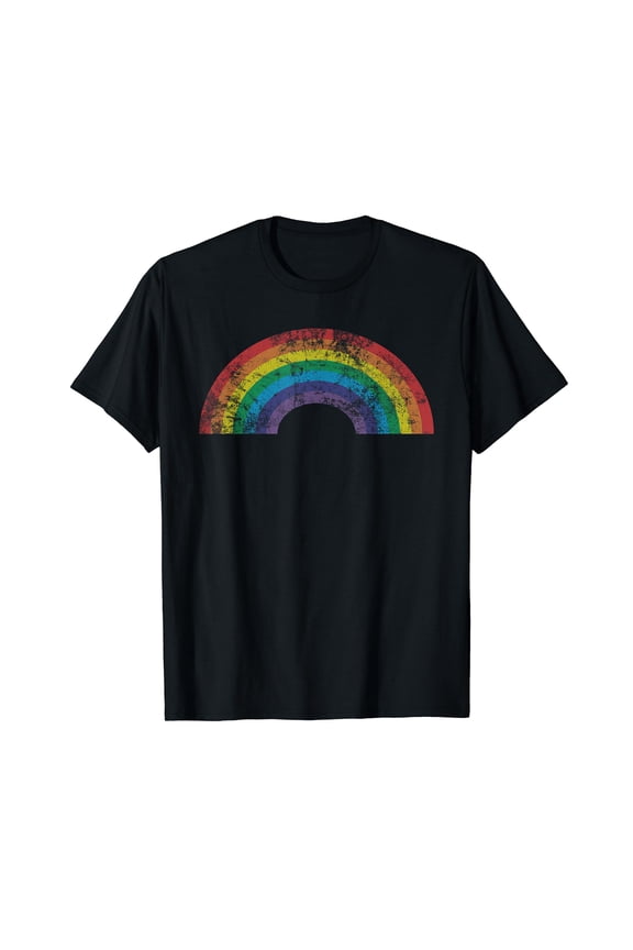 Rainbow Shirt Vintage 80's Retro Style Women Men Girls Gift T-Shirt Funny Cute Coloful Tshirt Rainbow