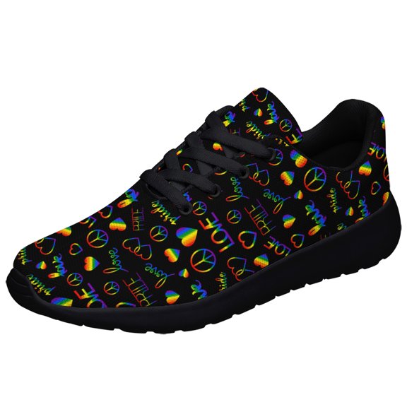 Rainbow Shoes, Unisex Fashion LGBT Sneakers for Men Women Black Size 11.5