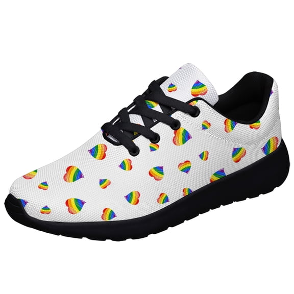 Rainbow Shoes, Unisex Fashion LGBT Sneakers for Men Women Black Size 11