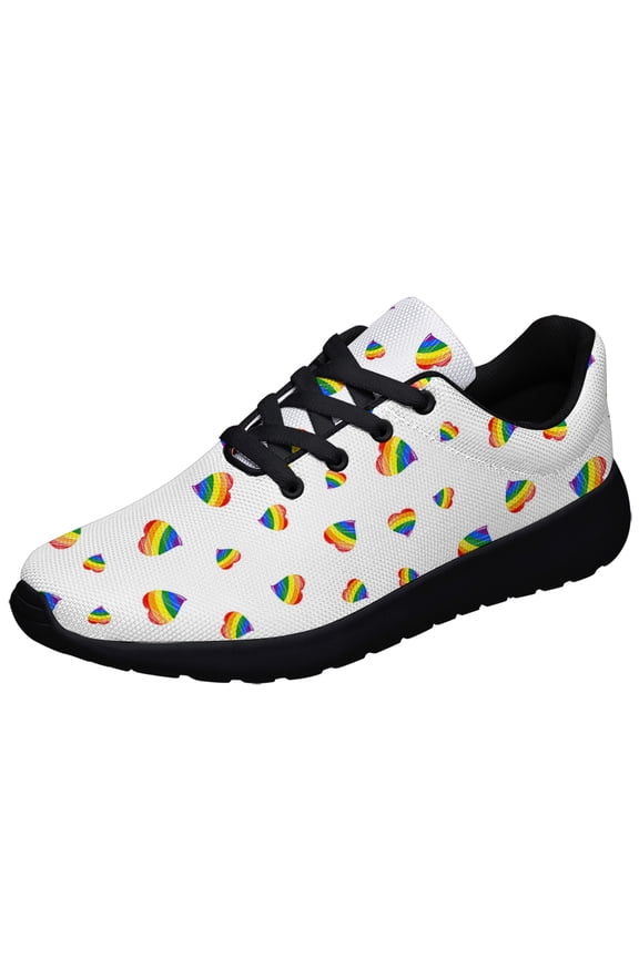 Rainbow Shoes, Unisex Fashion LGBT Sneakers for Men Women Black Size 12