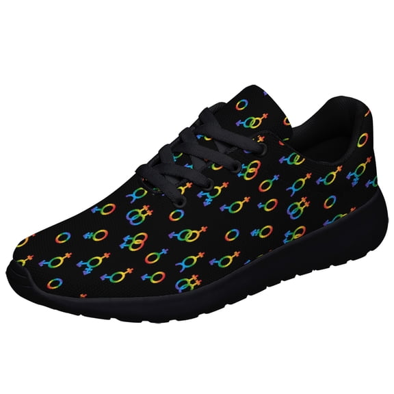 Rainbow Shoes, Unisex Fashion LGBT Sneakers for Men Women Black Size 3.5