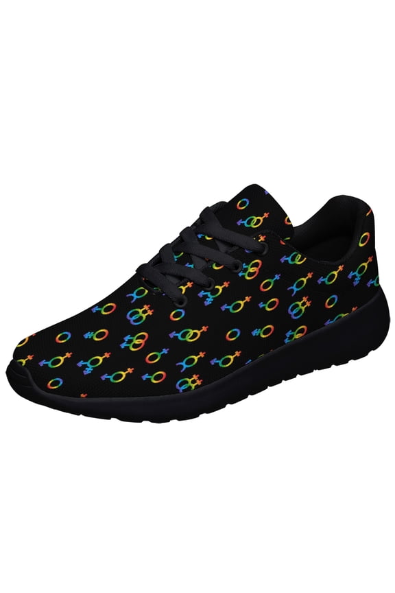 Rainbow Shoes, Unisex Fashion LGBT Sneakers for Men Women Black Size 3.5