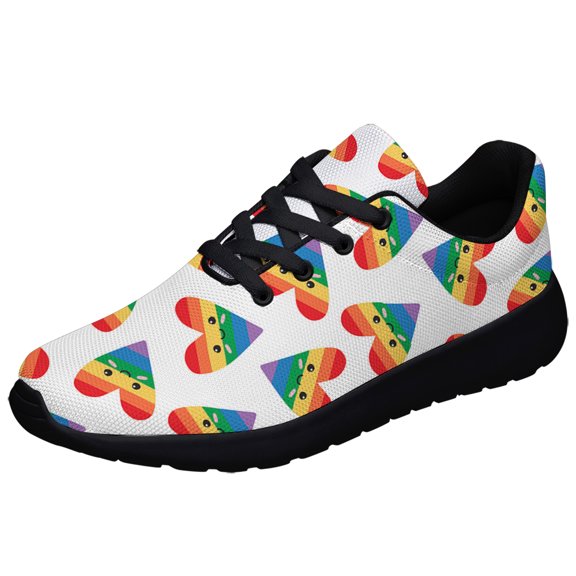 Rainbow Shoes, Unisex Fashion LGBT Sneakers for Men Women Black Size 3.5