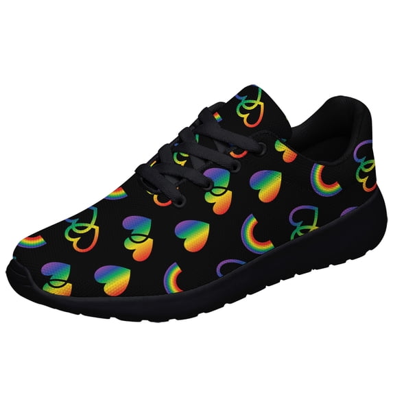 Rainbow Shoes, Unisex Fashion LGBT Sneakers for Men Women Black Size 4.5