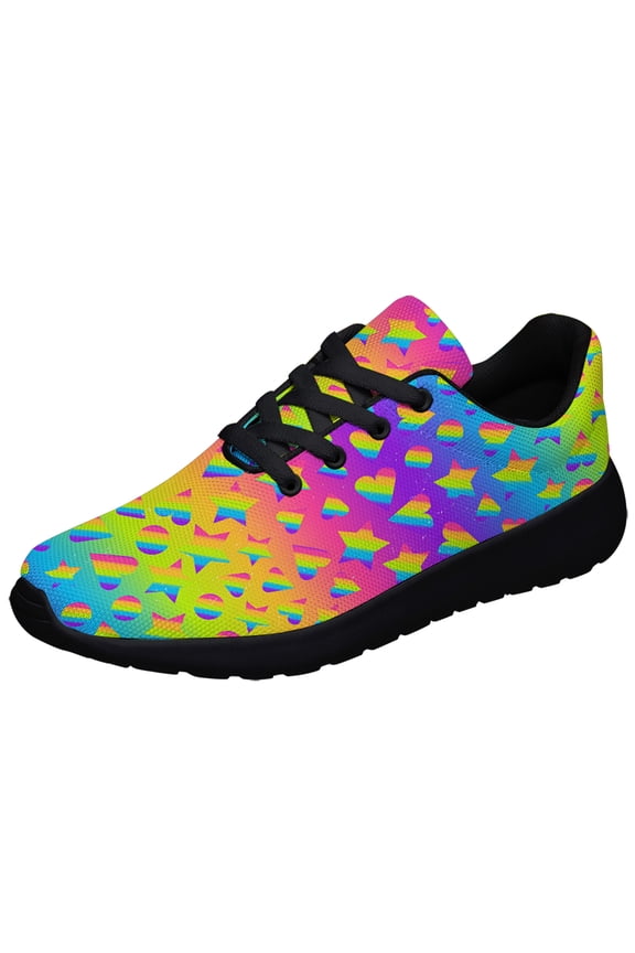 Rainbow Shoes, Unisex Fashion LGBT Sneakers for Men Women Black Size 5