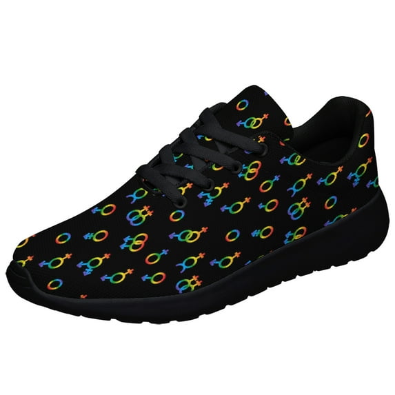 Rainbow Shoes, Unisex Fashion LGBT Sneakers for Men Women Black Size 8.5