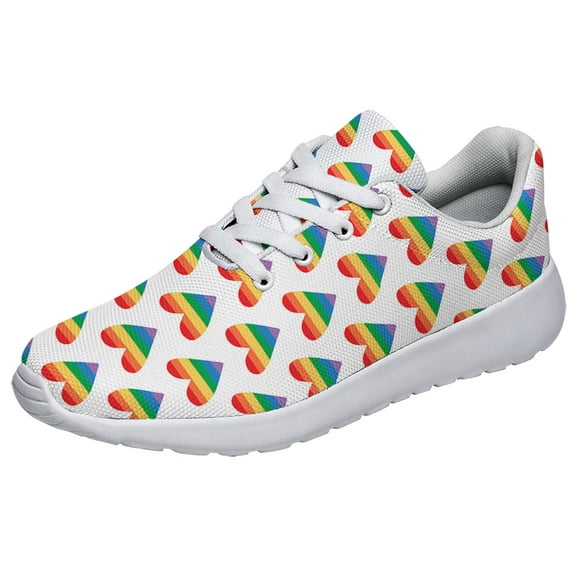 Rainbow Shoes, Unisex Fashion LGBT Sneakers for Men Women White Size 10